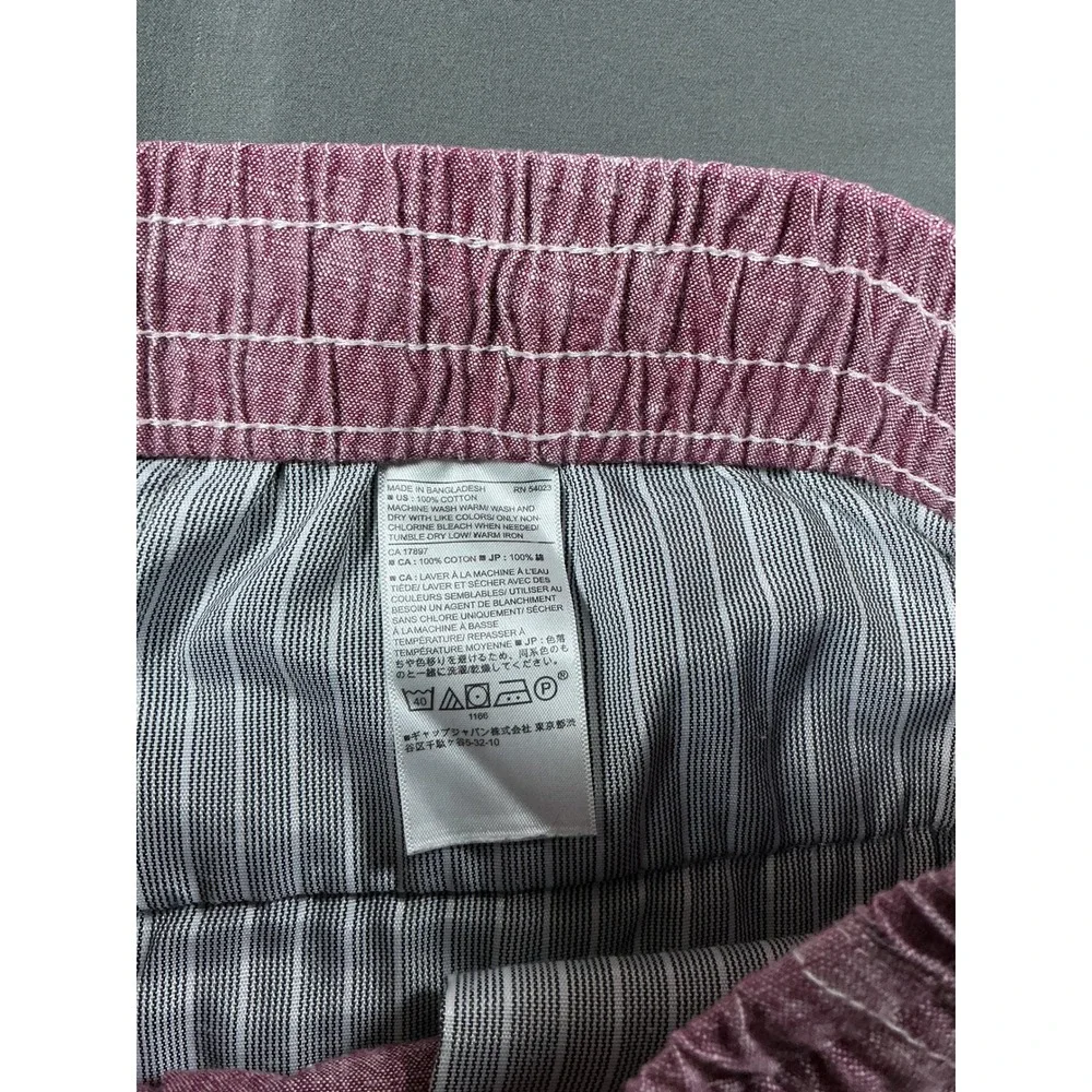 Banana Republic Mens Large Burgundy Cotton Chambray Drawstring Shorts Elastic